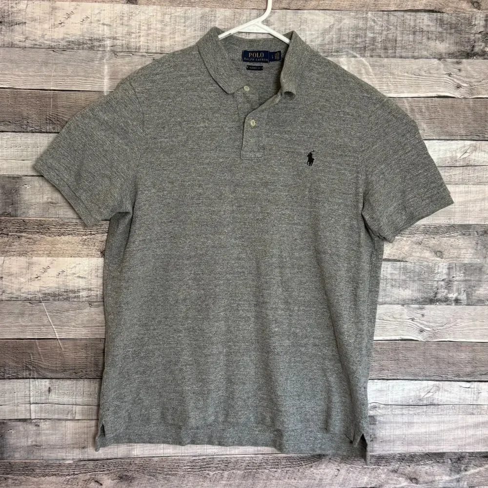 Polo Ralph Lauren Polo Shirt Mens Large Gray Classic Fit Pony Preppy Casual